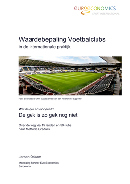 Waardebepaling Voetbalclubs in De Internationale Praktijk