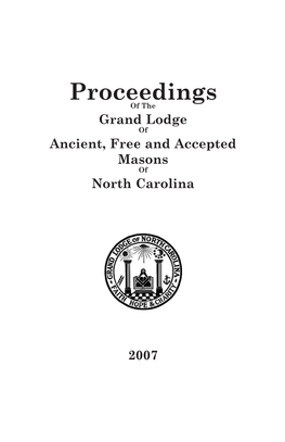 Proceedings of the Grand Lodge of Ancient, Free and Accepted Masons of North Carolina