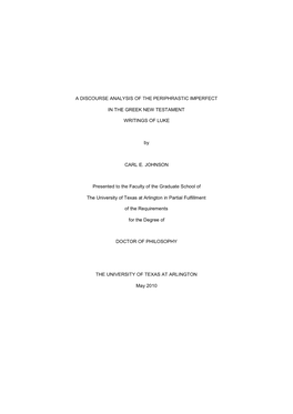 A Discourse Analysis of the Periphrastic Imperfect In