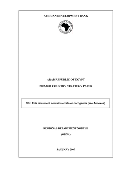 2007-2011-Egypt-Country Strategy Paper