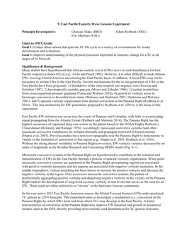 9. East Pacific Easterly Wave Genesis Experiment
