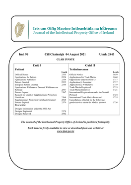 Iris Um Oifig Maoine Intleachtúla Na Héireann Journal of the Intellectual Property Office of Ireland