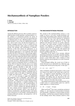 Mechanosynthesis of Nanophase Powders M F