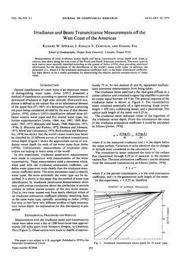 Irradiance and Beam Transmittance Measurements Off the West Coast of the Americas