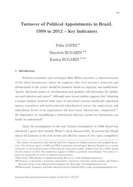 Turnover of Political Appointments in Brazil, 1999 to 2012 – Key Indicators 109