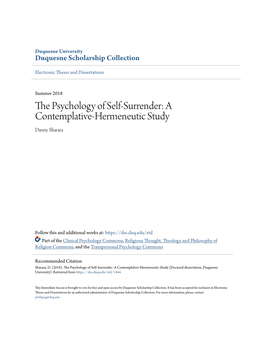 The Psychology of Self-Surrender: a Contemplative-Hermeneutic Study