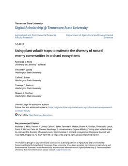 Using Plant Volatile Traps to Estimate the Diversity of Natural Enemy Communities in Orchard Ecosystems