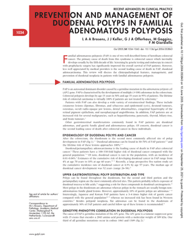 Prevention and Management of Duodenal Polyps in Familial Adenomatous Polyposis