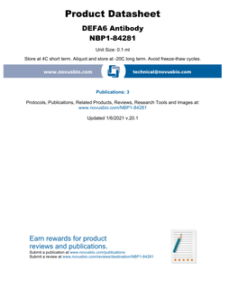 Product Datasheet DEFA6 Antibody NBP1-84281