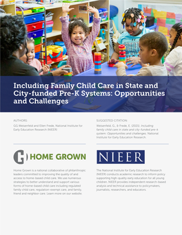 Including Family Child Care in State and City-Funded Pre-K Systems: Opportunities and Challenges