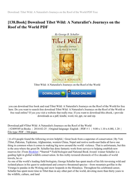 Download Tibet Wild: a Naturalist's Journeys on the Roof of the World PDF