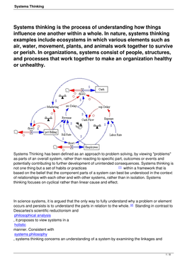 Systems Thinking Is the Process of Understanding How Things Influence One Another Within a Whole