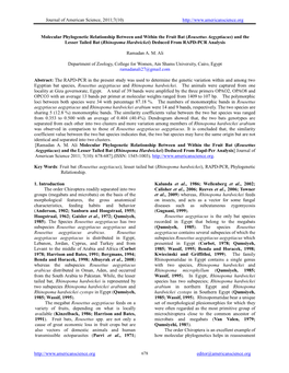 Molecular Phylogenetic Relationship Between and Within the Fruit