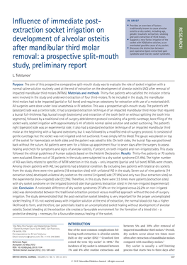 Extraction Socket Irrigation on Development of Alveolar Osteitis