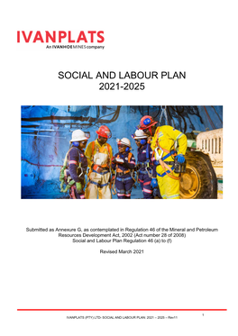 "Ivanplats Approved Social and Labour Plan, June 2021"