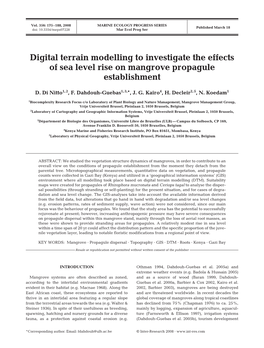 Digital Terrain Modelling to Investigate the Effects of Sea Level Rise on Mangrove Propagule Establishment