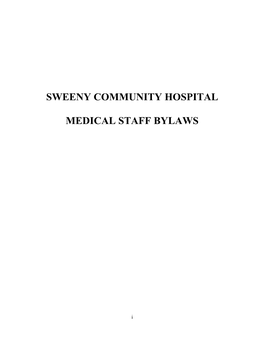 Sweeny Community Hospital Medical Staff Bylaws