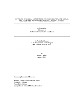 Newspapers, Suburbanization, and Social Change in the Postwar Philadelphia Region, 1945-1982