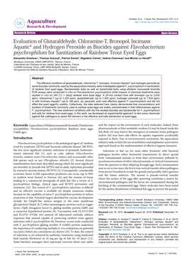 Evaluation of Glutaraldehyde, Chloramine-T, Bronopol, Incimaxx