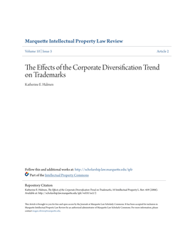 The Effects of the Corporate Diversification Trend on Trademarks, 10 Intellectual Property L