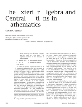 The Exterior Algebra and Central Notions in Mathematics