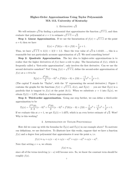 Handout on Higher-Order Approximation