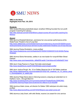 SMU in the News Highlights from Feb. 3-9, 2015 Students SMU Student