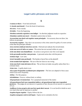 Legal Latin Phrases and Maxims