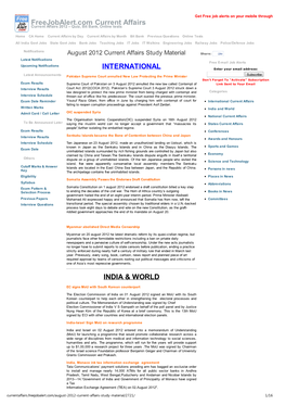 Freejobalert.Com Current Affairs INTERNATIONAL INDIA & WORLD