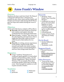 Lesson. Anne Frank's Window