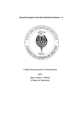 Código Internacional De Nomenclatura Para Algas, Hongos Y Plantas (Código De Shenzhen)