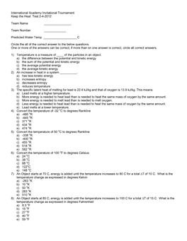 Thermodynamics Test