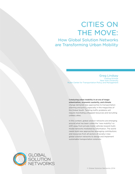 Cities on the Move: H Ow Global Solution Networks Are Transforming Urban Mobility