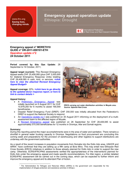 Emergency Appeal Operation Update Ethiopia: Drought