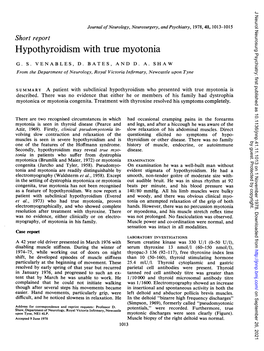 Hypothyroidism with True Myotonia