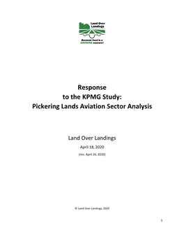 Response to the KPMG Study: Pickering Lands Aviation Sector Analysis