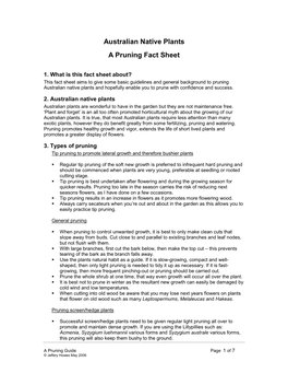 Australian Native Plants a Pruning Fact Sheet