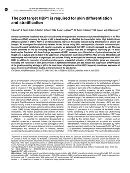 The P63 Target HBP1 Is Required for Skin Differentiation and Stratification