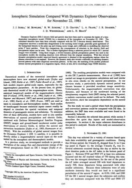 Ionospheric Simulation Compared with Dynamics Explorer Obselvations for November 22, 1981