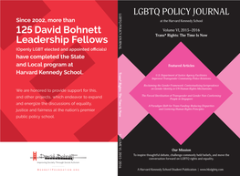 LGBTQ POLICY JOURNAL LGBTQ POLICY JOURNAL at the Harvard Kennedy School