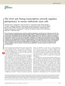 The Oct4 and Nanog Transcription Network Regulates Pluripotency in Mouse Embryonic Stem Cells