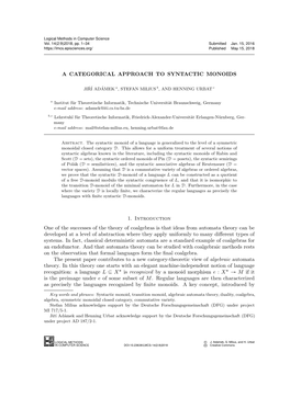 A Categorical Approach to Syntactic Monoids 11