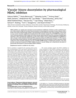 Vascular Histone Deacetylation by Pharmacological HDAC Inhibition