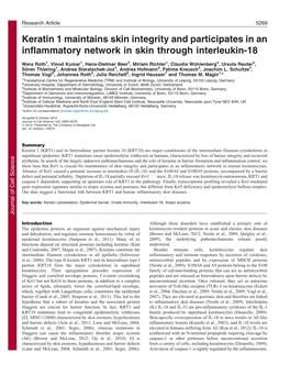 Keratin 1 Maintains Skin Integrity and Participates in an Inflammatory