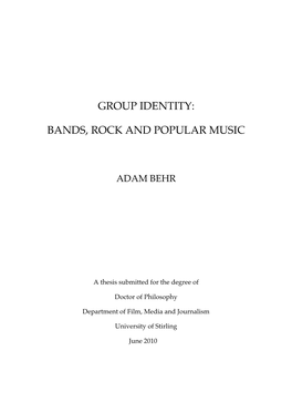 Group Identity: Bands, Rock and Popular Music