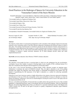 Good Practices in the Redesign of Spaces for University Education in the Venezuelan Context of the Sucre Mission