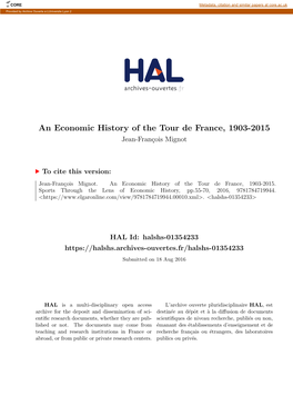 An Economic History of the Tour De France, 1903-2015 Jean-Fran¸Coismignot