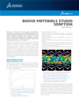 Sorption Datasheet