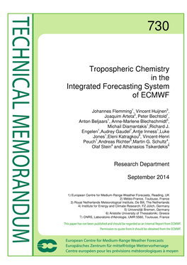 Tropospheric Chemistry in the Integrated Forecasting System of ECMWF