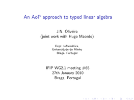 An Aop Approach to Typed Linear Algebra